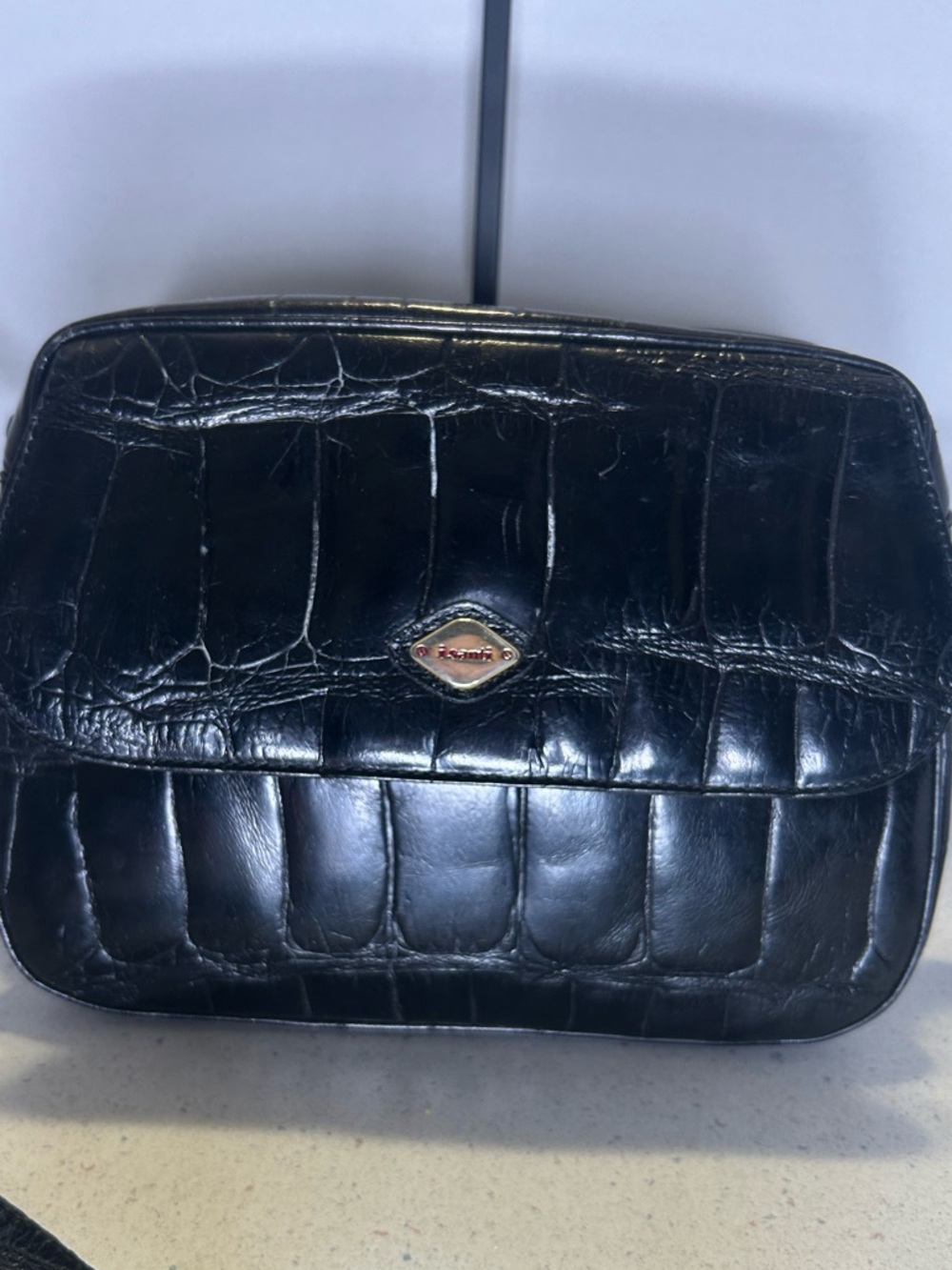 ISanti Croc-Embossed Italian Leather Crossbody Bag